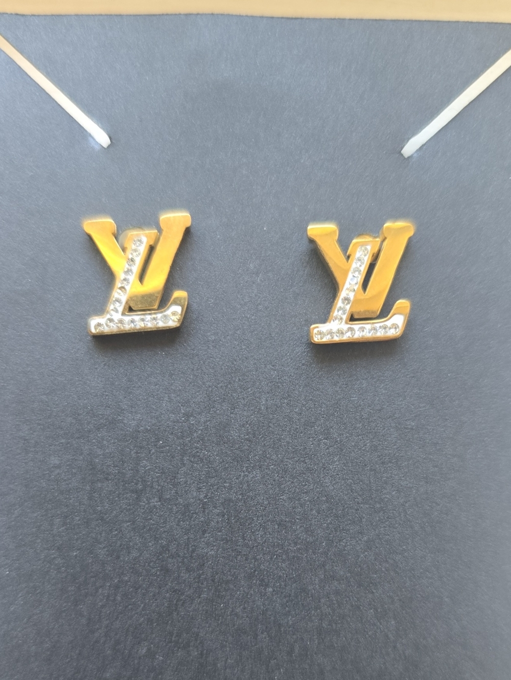 Gold Crystal Accent Stud Earrings